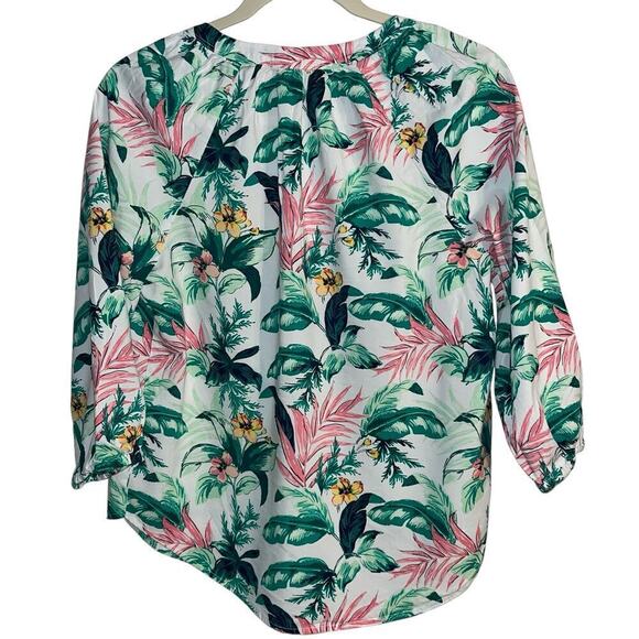 LOFT Tropical Print 3/4 Sleeve Peasant Top | Women’s Size Small - Picture 3 of 7